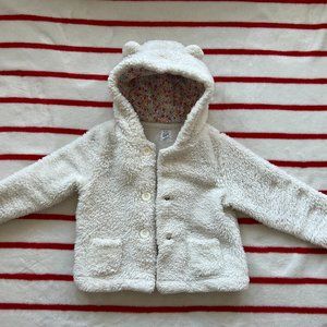 Baby Gap Fuzzy Sherpa Hoodie Jacket with ears, Size 18-24 mths